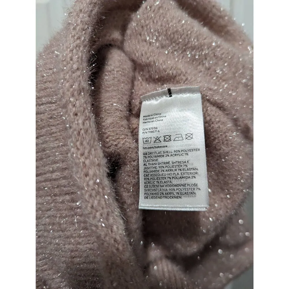 H&M blush metallic cropped sweater top size Small - Image 5
