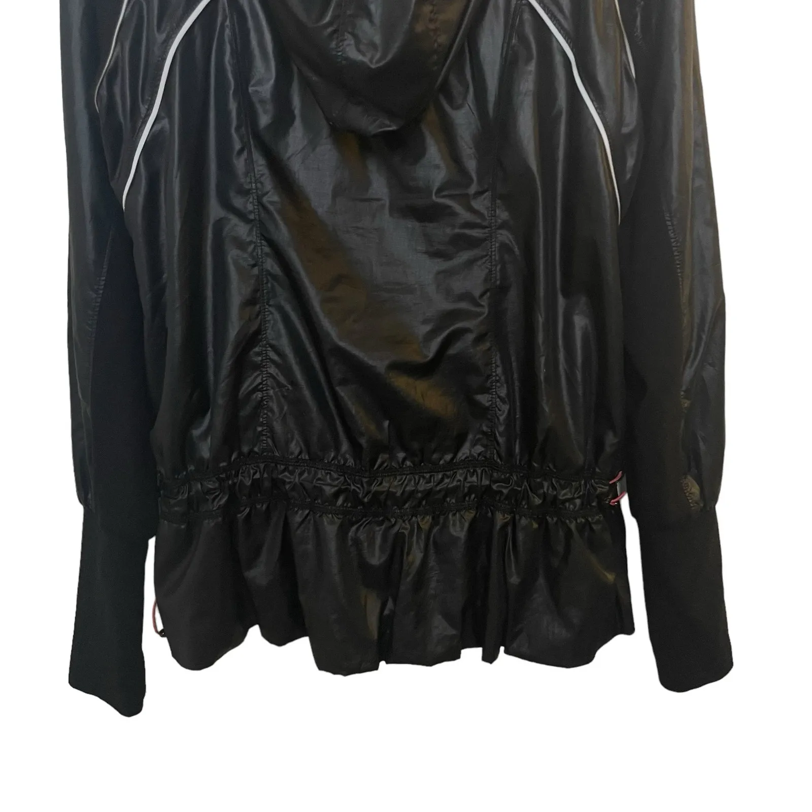 Zella Spring Showers Peplum Hooded Performance Jacket Reflective Size Small - Image 7
