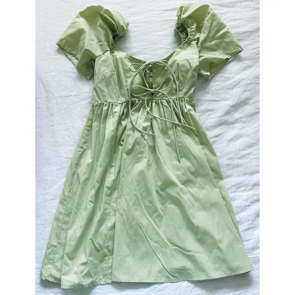 Abercrombie and Fitch Lime Keyhole Babydoll Mini Dress - Image 5