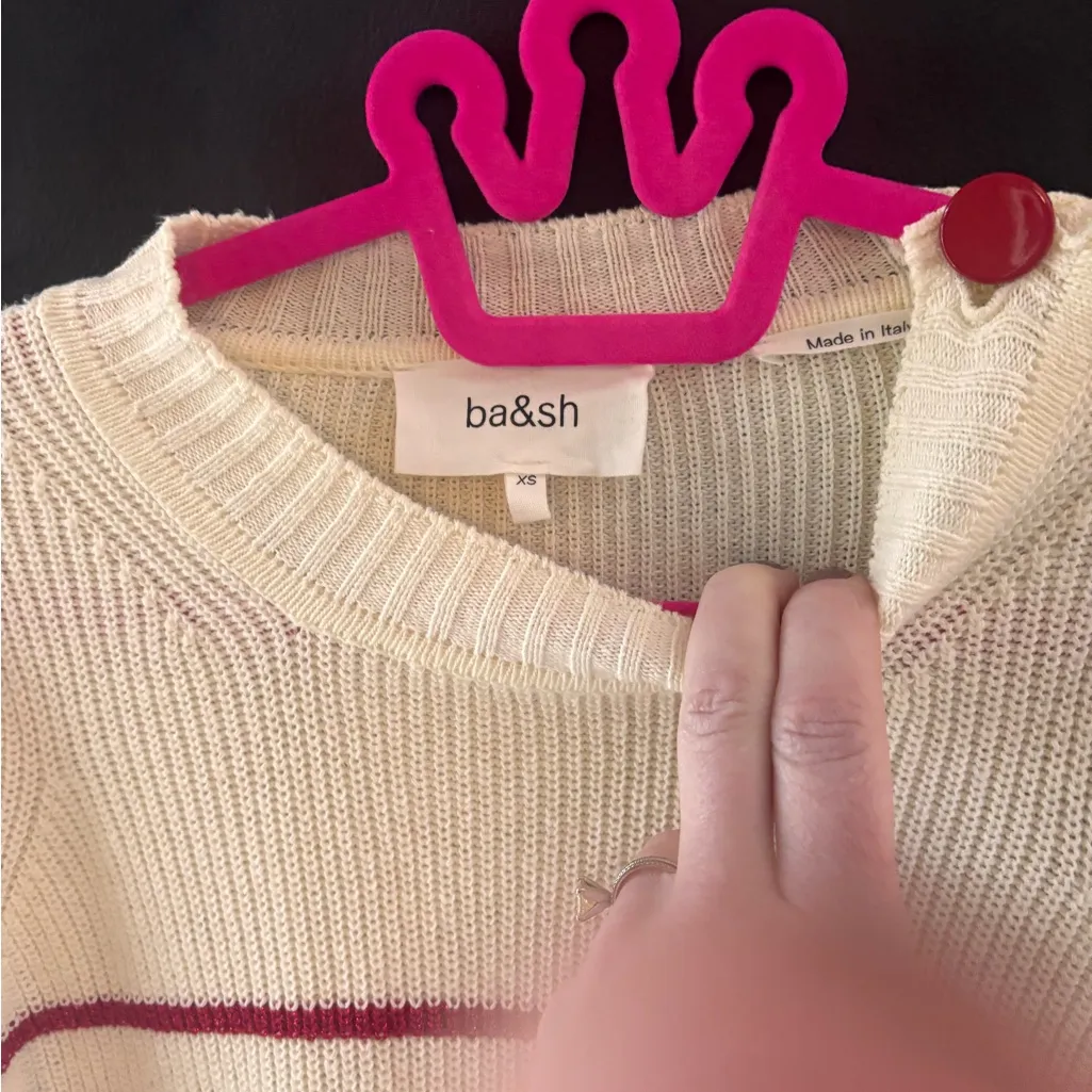 Ba&sh Striped Short Sleeve Knit Sweater - Image 4