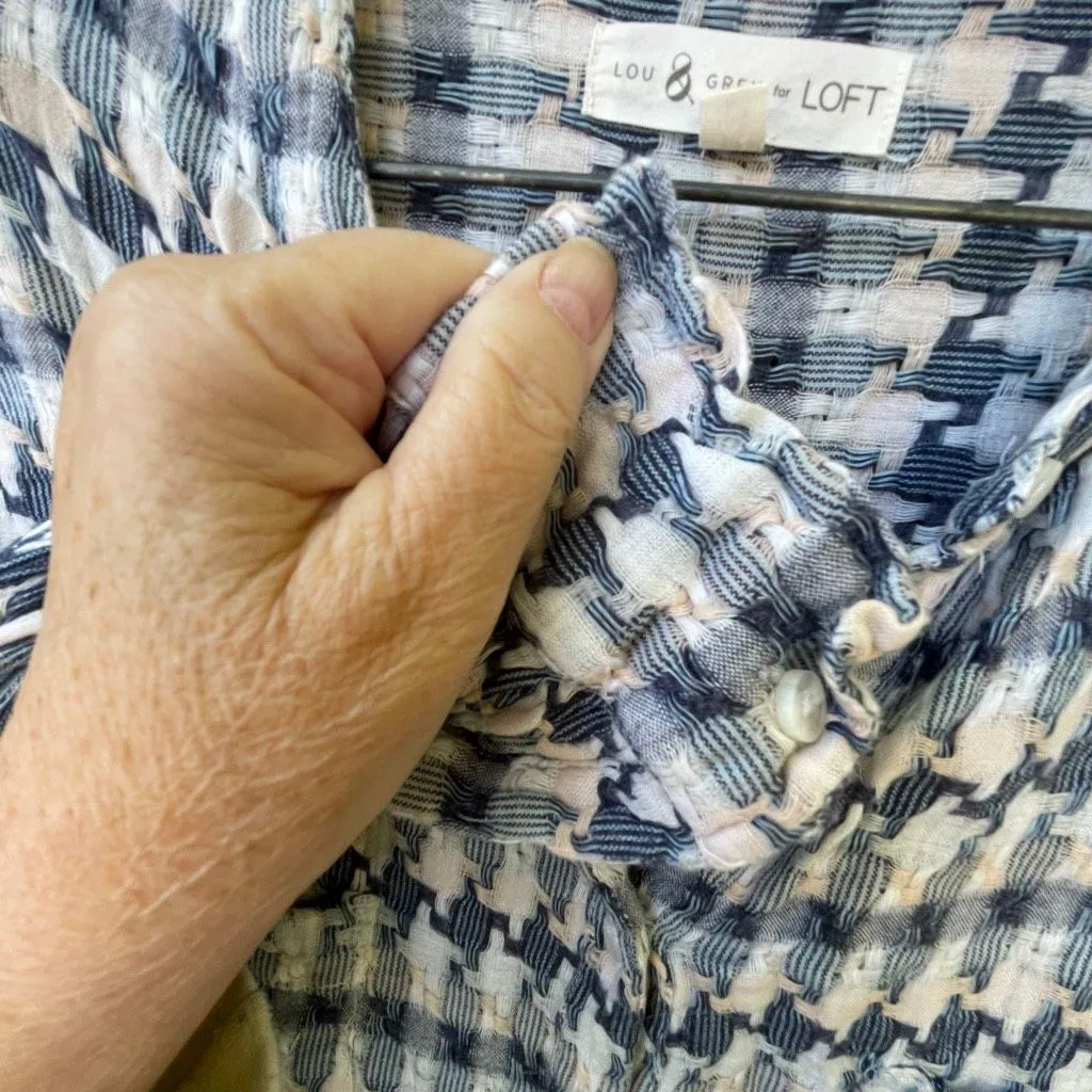 Lou & Grey LOFT houndstooth tie front cotton shirt - Image 11