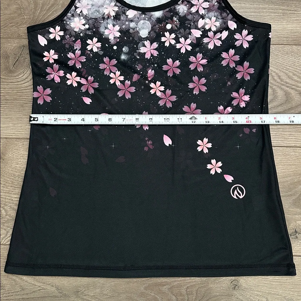 INKnBURN Pink Sakura Singlet Running Training Tank Black Pink Size Large - Image 7