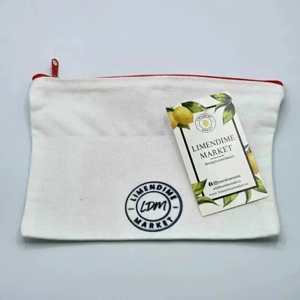 Muslim‎ Canvas Zipper Pencil Bag Makeup Bag Pouch Bag Handmade NWT White - Image 2