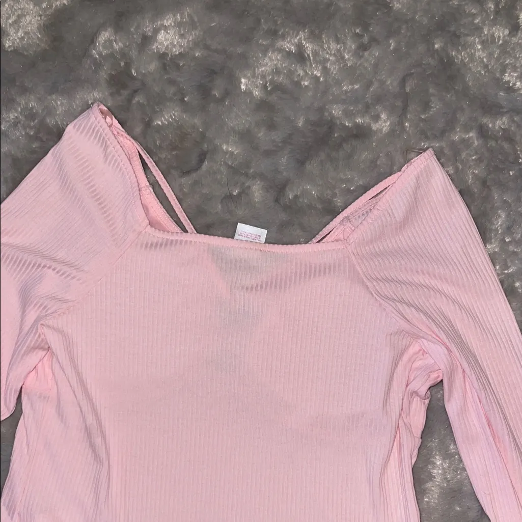 No Boundaries Pink Ribbed Heart Ring Crop Top XL (15-17) - Image 6