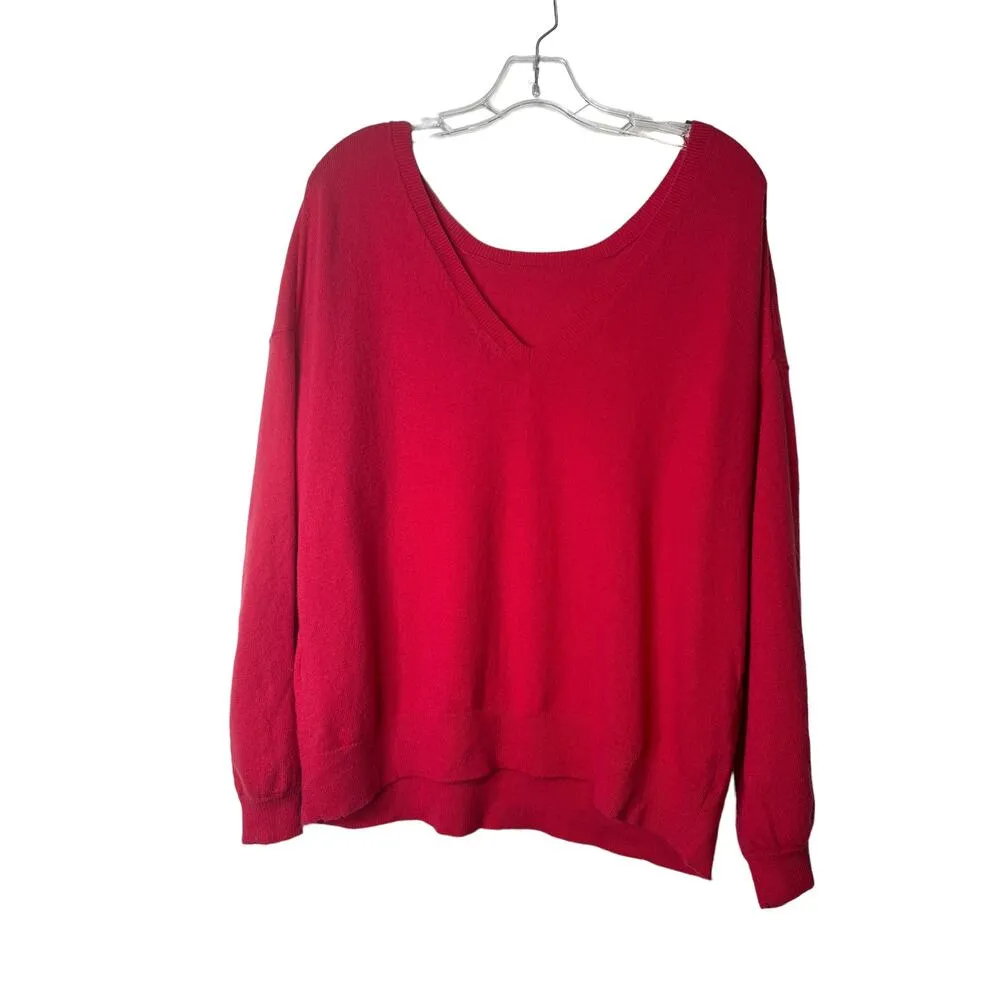 Banana Republic Womens V Neck Wool Blend Red Large Sweater - Image 3