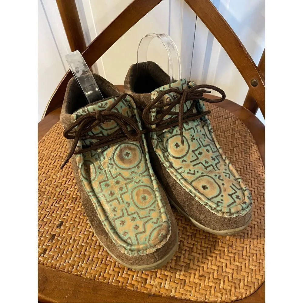 Roper leather mosaic printed booties size 8 Brown - Image 9