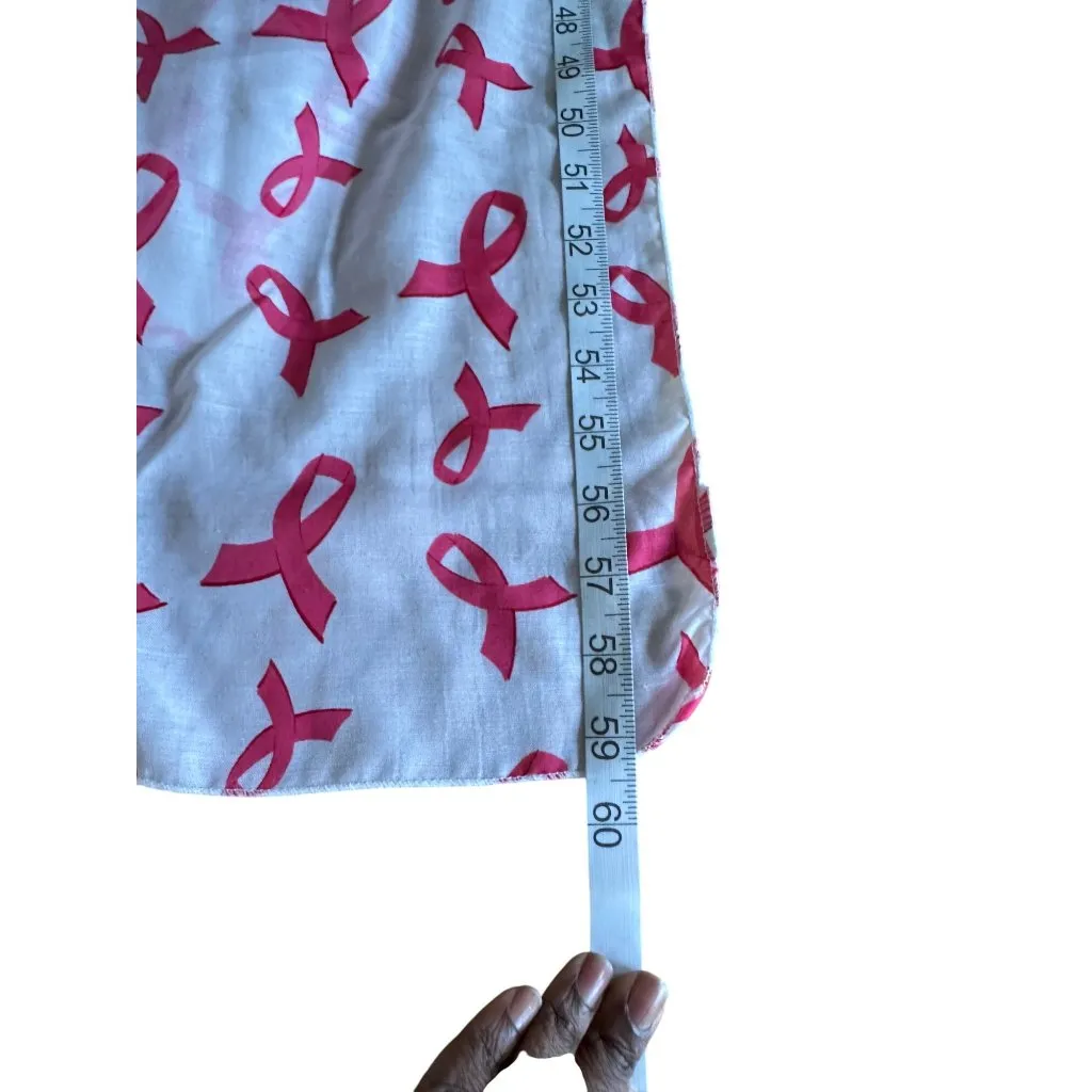 Pink Ribbon Breast Cancer Awareness Scarf 60" x 13" White & Pink - Image 5