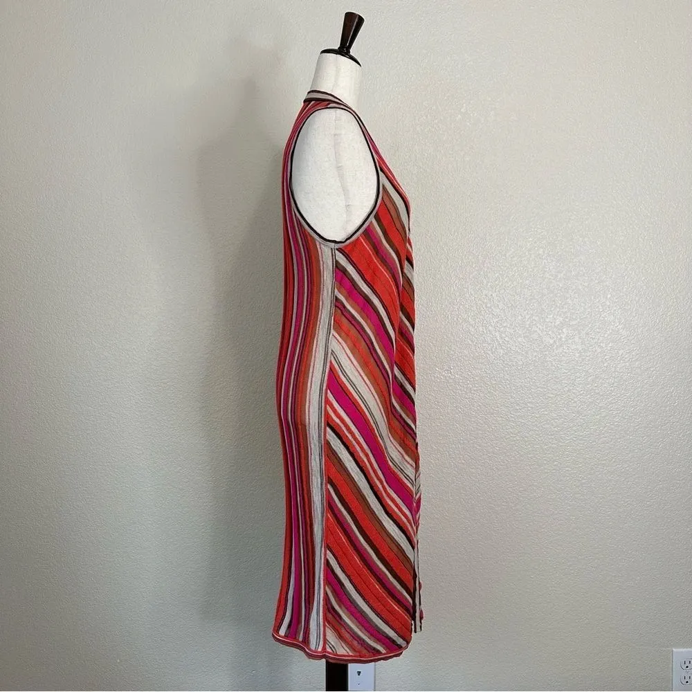 Chico's Mitered Stripe Pattern Open Front Vest Cardigan, Sz Medium - Image 7