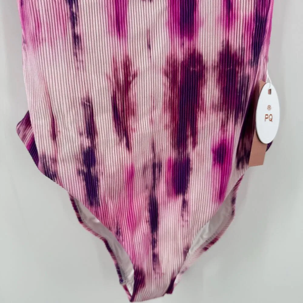 PQ Swim Pilyq Avery Swimsuit Size Small NWT Pink Tie Dye One Piece Swim Ribbed - Image 14