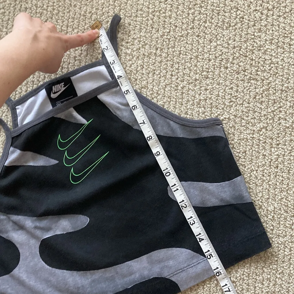 Nike PRO Graphic High Neck Logo Tank Top Size Medium Black Grey Halter EUC - Image 4