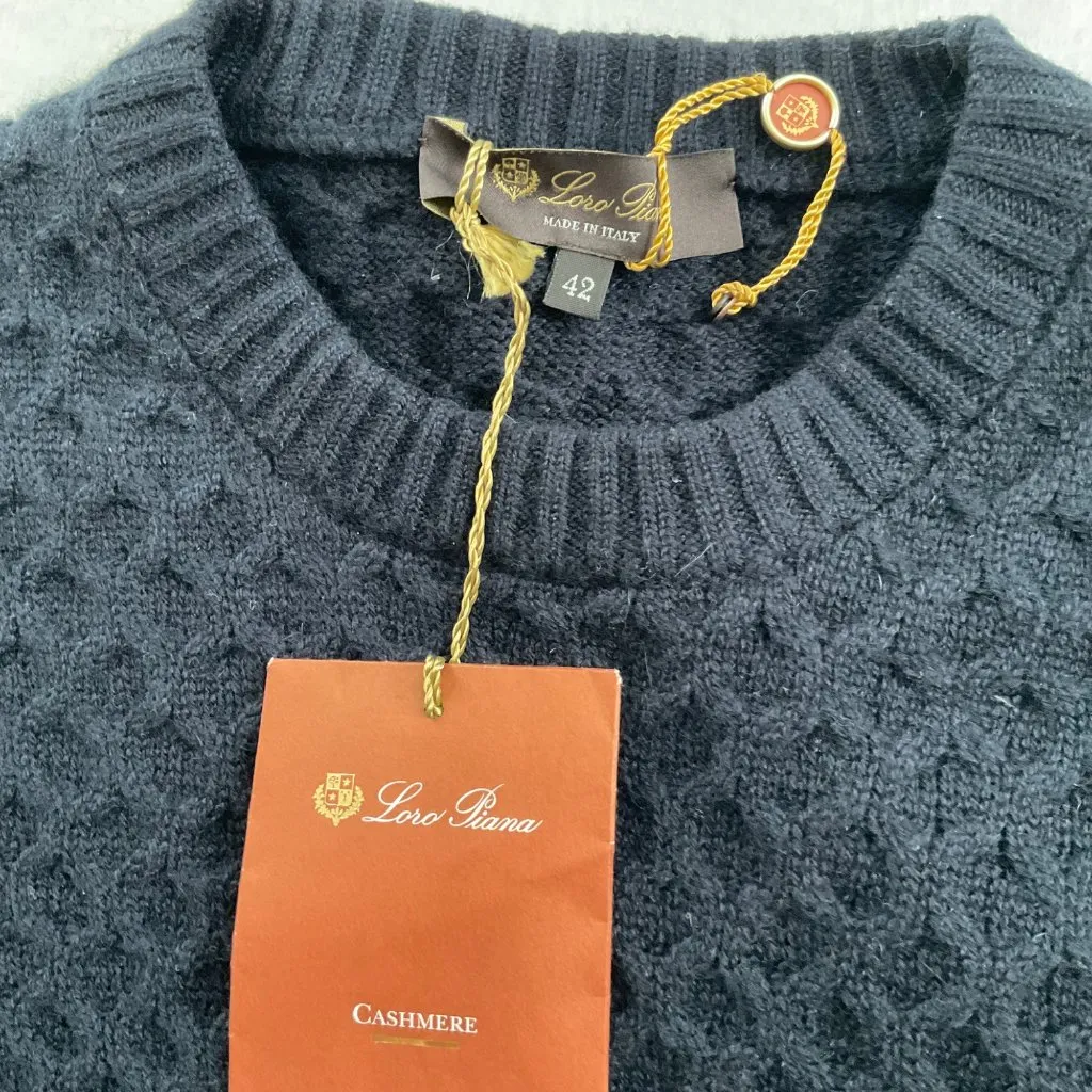 NWT LORO PIANA soft cashmere navy blue sweater knitted dress IT42 bust34 - Image 3