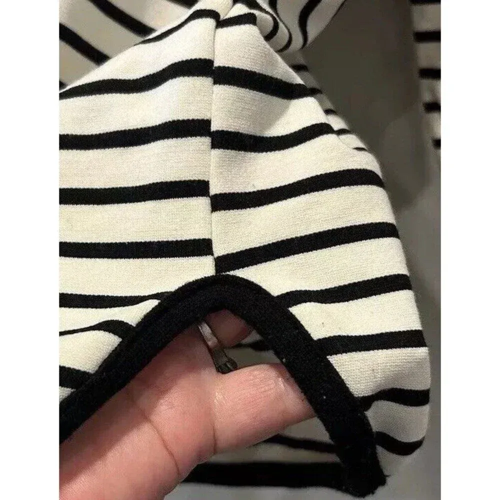 All:Row Black And White Striped Long Sleeve Shirt‎ Women’s Large - Image 5