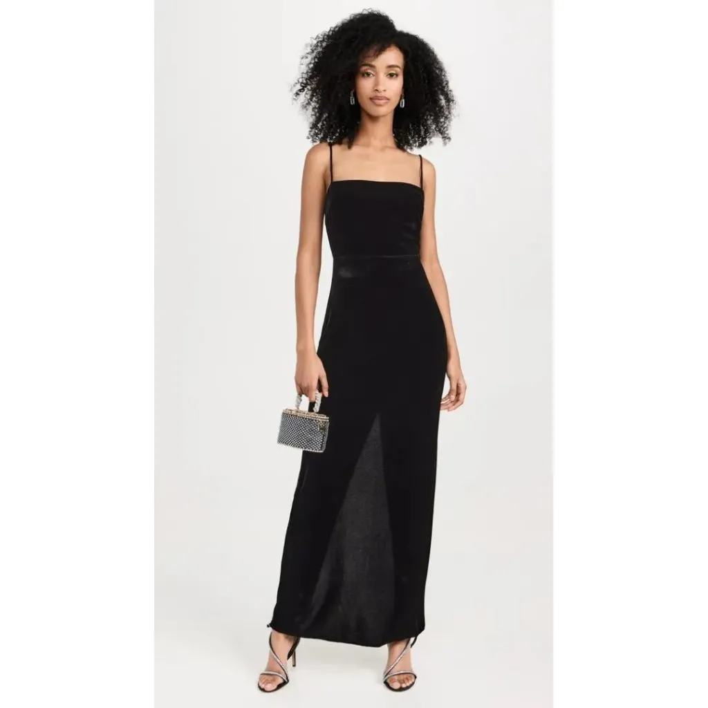 NWT Reformation Frankie Velvet Maxi Slip Dress Black Silk Blend Size 6 $298 - Image 4