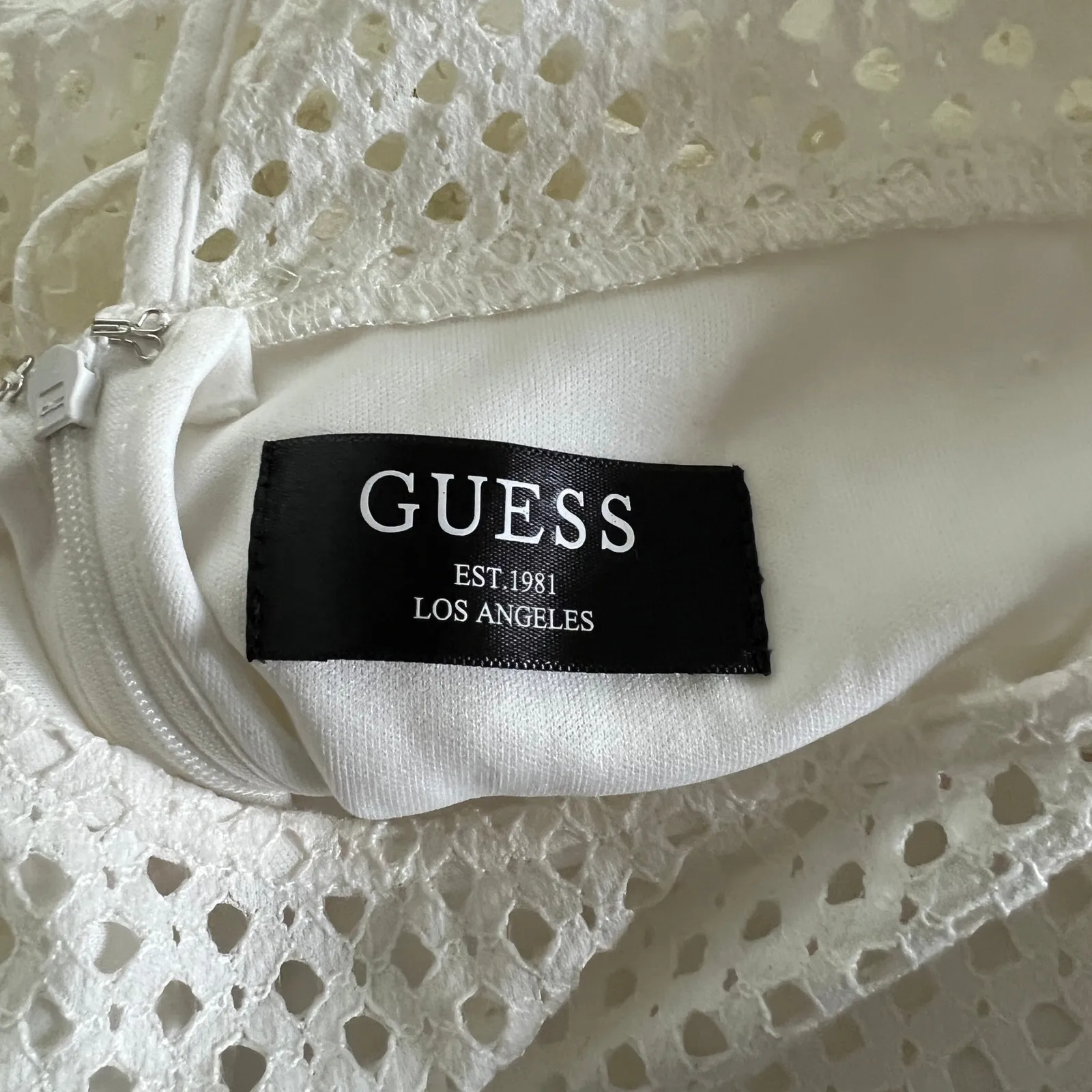 GUESS White Party Midi Dress Sz XS/S Lace Crochet Boho Sorority Wedding Photos - Image 7