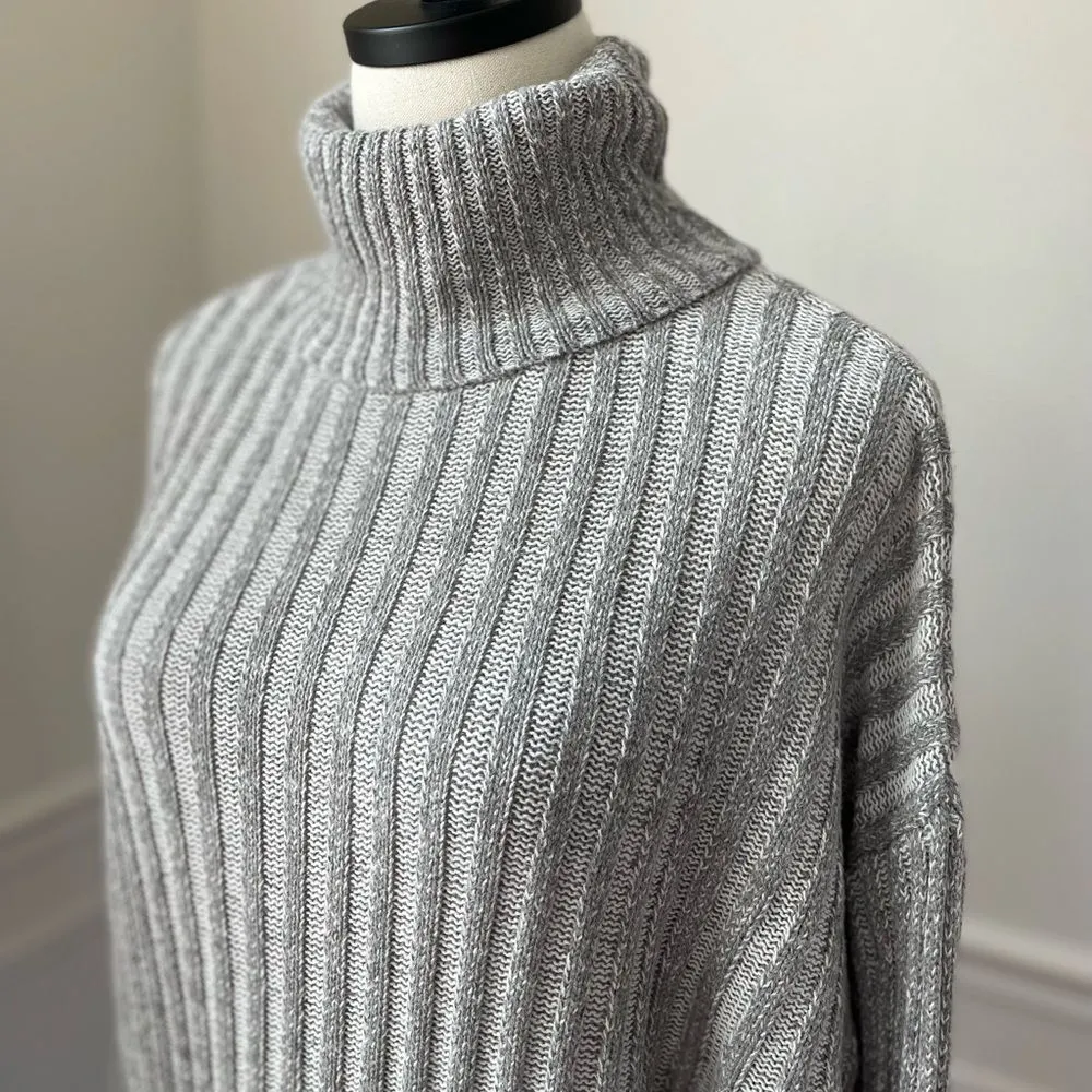 UO Urban Outfitters Turtleneck Sweater Tunic Grey Wide Rib S - Image 5