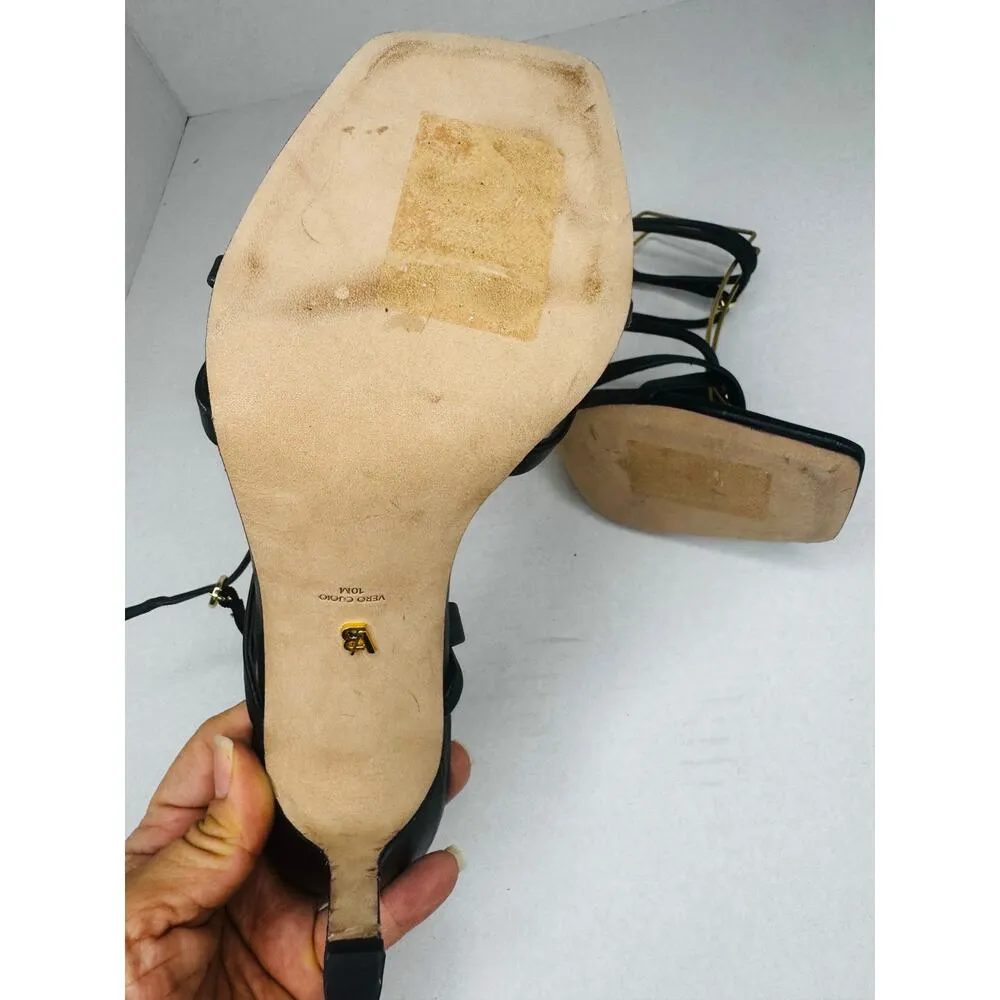 Veronica Beard Abriella Sandal Heel Strappy Ankle Black Leather Sandals Size 10m - Image 7