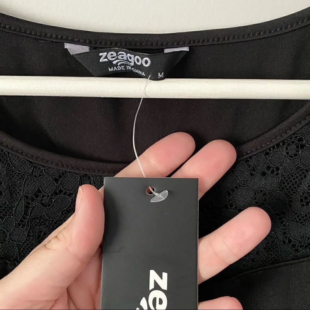 Zeagoo cold shoulder black lace medium NWT - Image 4