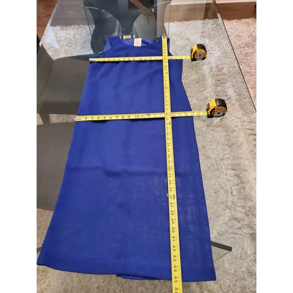 Miss Dorby Women Blue Solid Short Sleeve Jacket & Knee Length Dress 2 Pcs Suit M Size M - Image 11