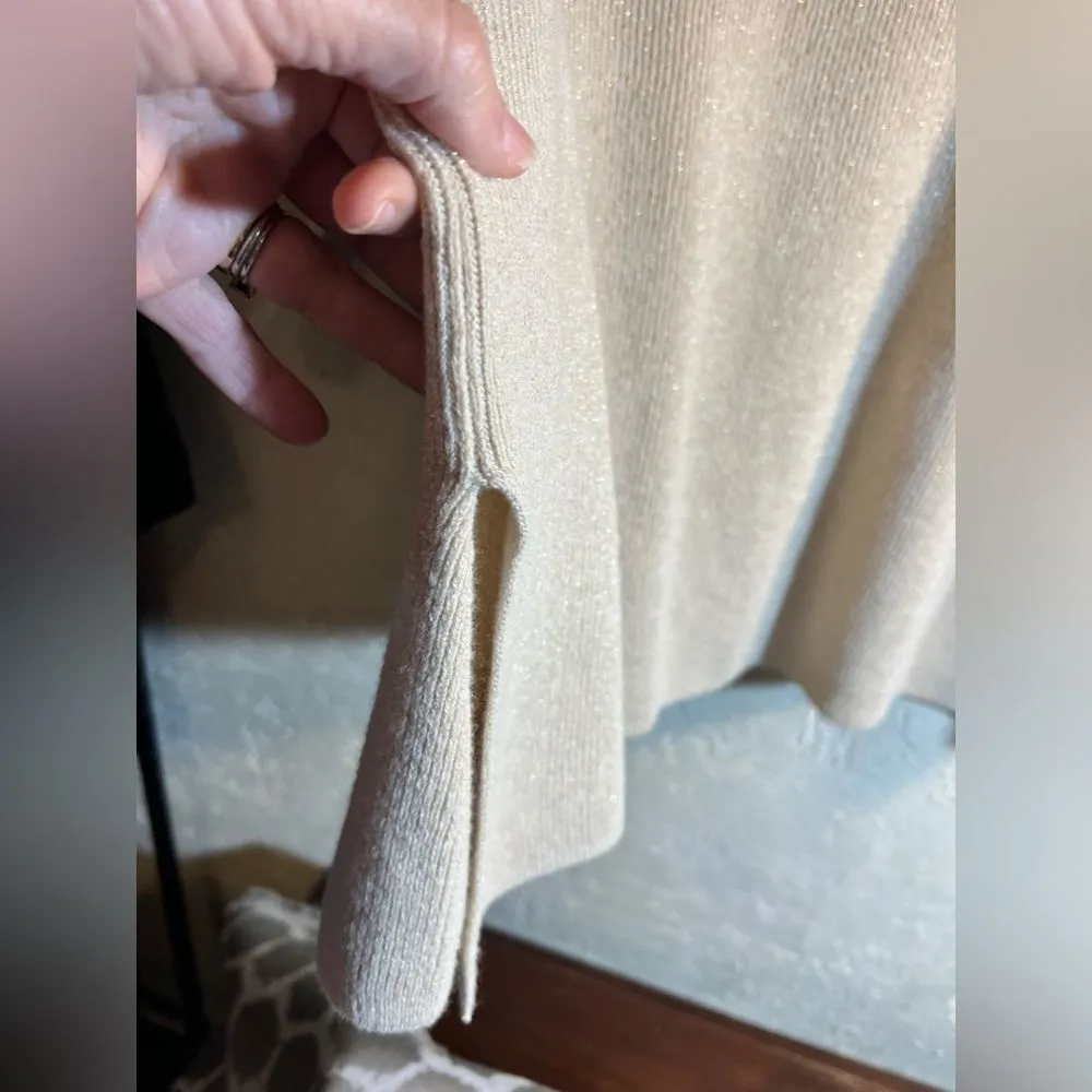 Chico’s Zenergy cotton cashmere metallic blend turtleneck sweater w gold shimmer - Image 3