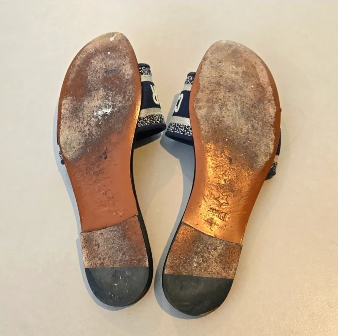 Authentic Dior D way slides Size 39.5 Deep Blue - Image 6