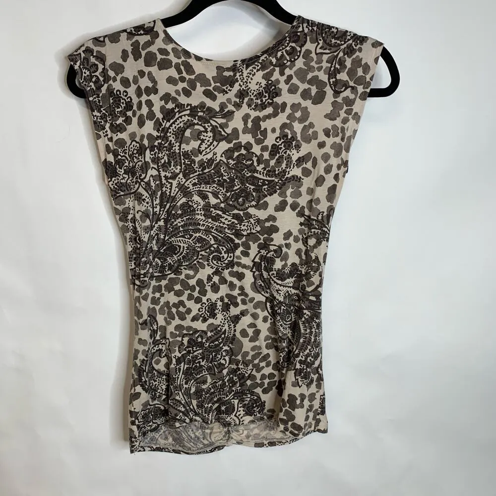 Banana Republic  Paisley Print Ruffle T Shirt Sz Small Y2K - Image 5