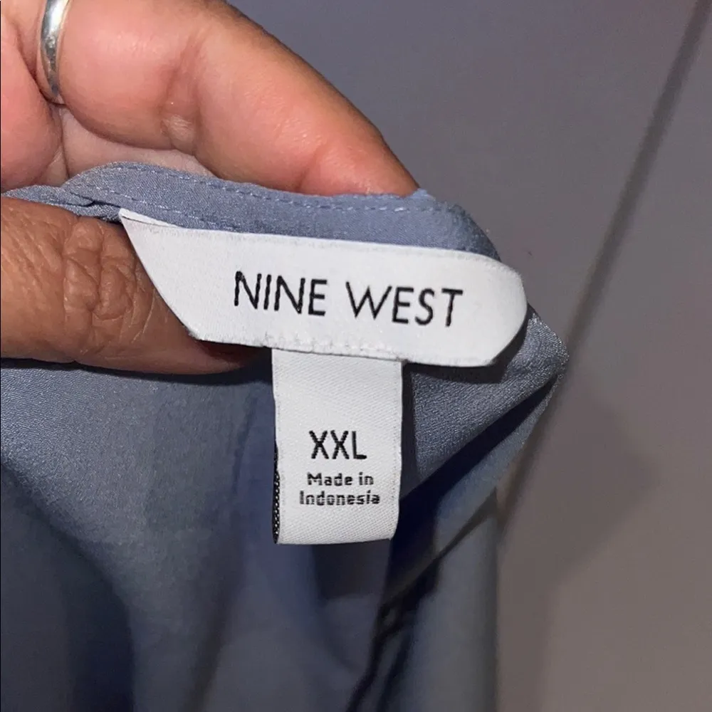 Nine West Blue Buttoned Peplum Blouse - Image 7