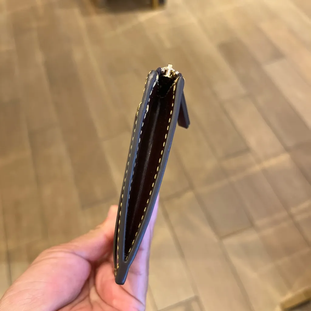 Tory Burch Britten patent Zip Card Case Mini Wallet TEMPRANILLO - Image 7