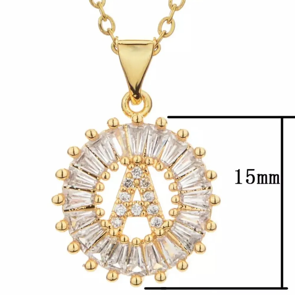 Gold Initial Crystal Sparkly Pendant Necklace A - Image 9