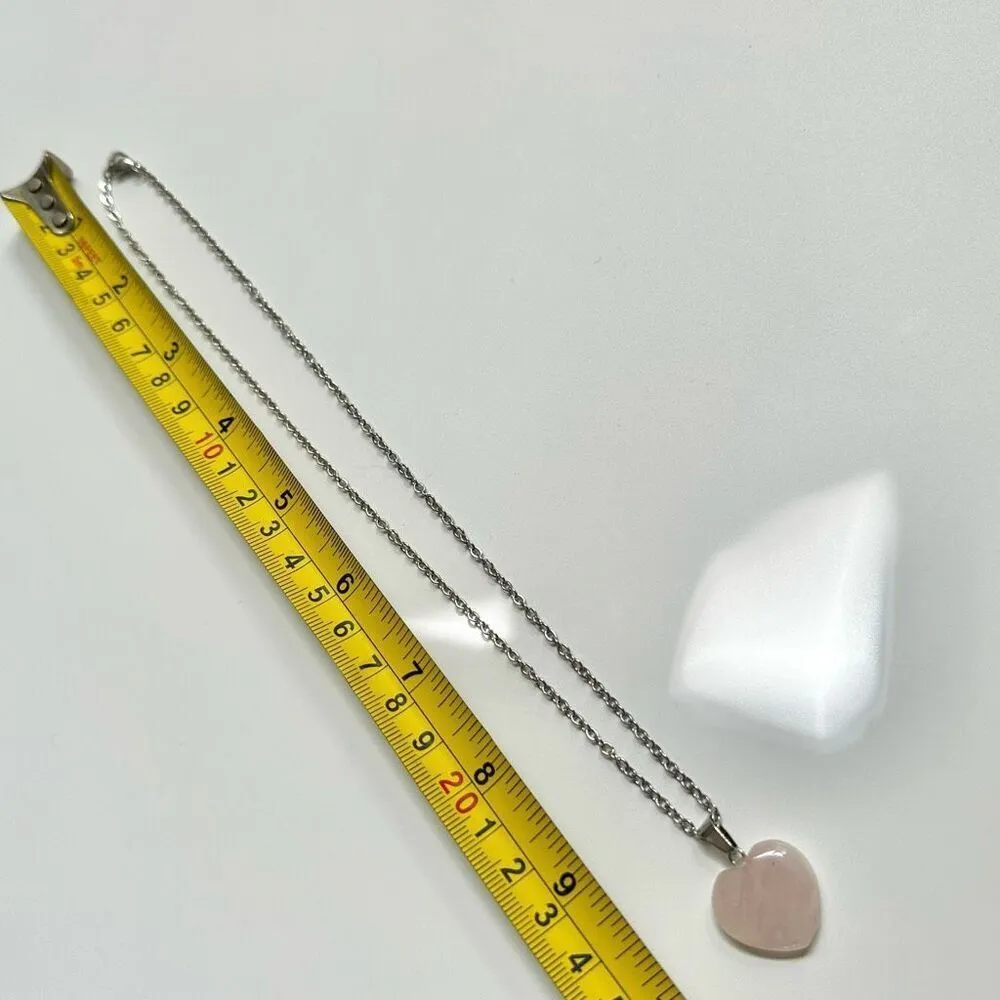 Rose Quartz heart pendant necklace Pink - Image 5