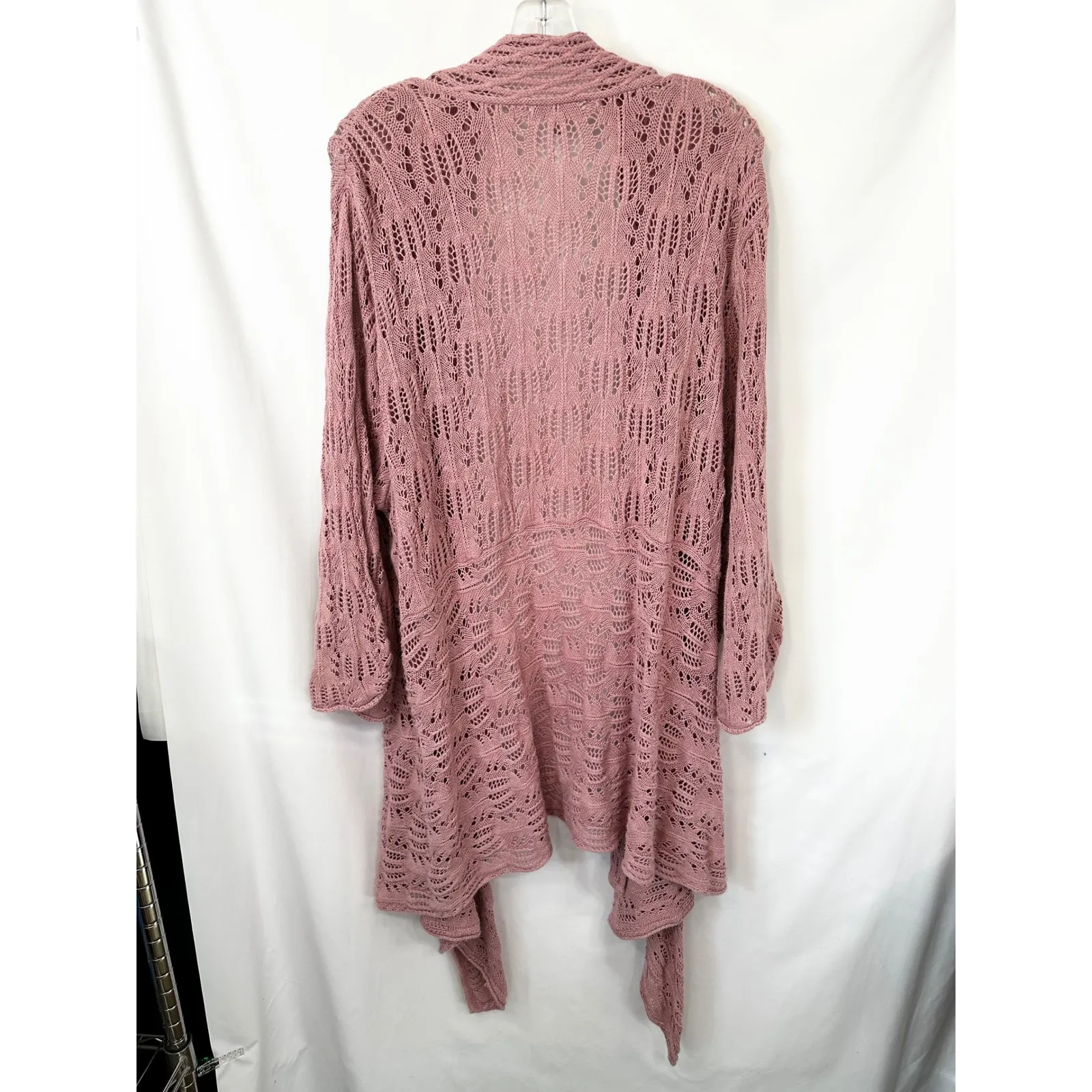 Woman Within Plus Size 26/28W Cardigan 2X Sweater Pink Open Duster Long 1585 - Image 2