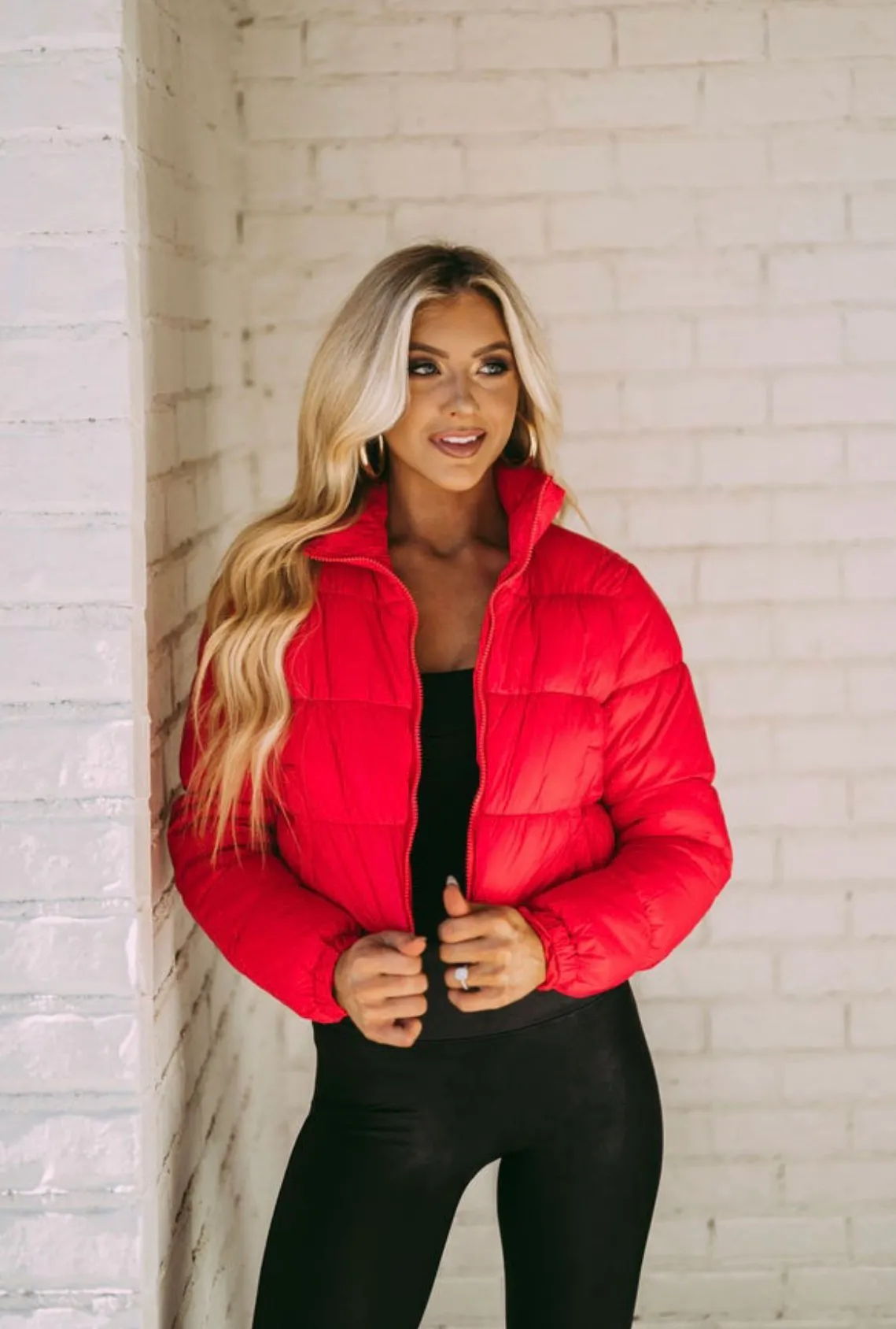 These Three Boutique red puffer jacket - Image 2