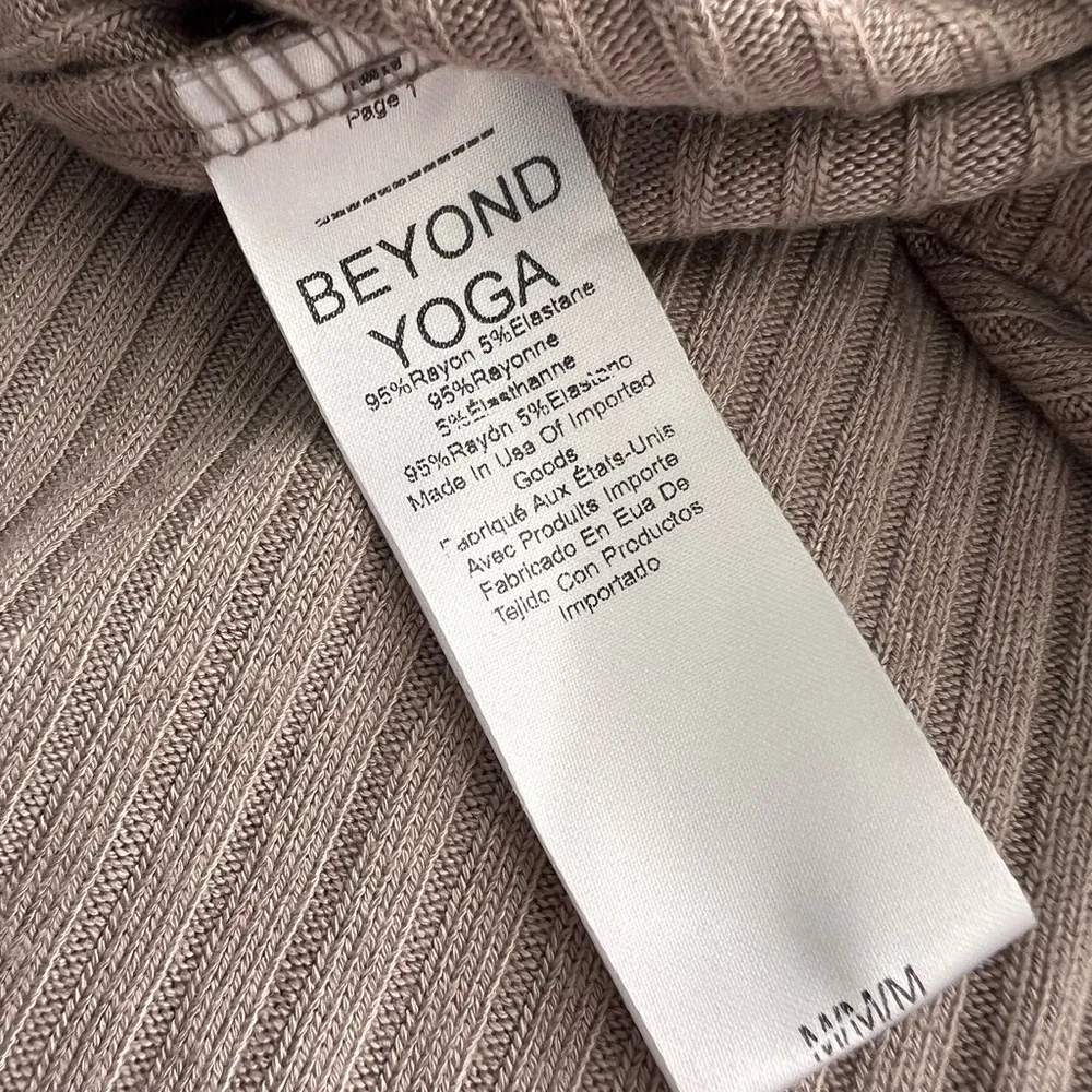 Beyond Yoga Jetsetter Ribbed V-Neck Jumpsuit Birch Color taupe wide leg M - Image 7