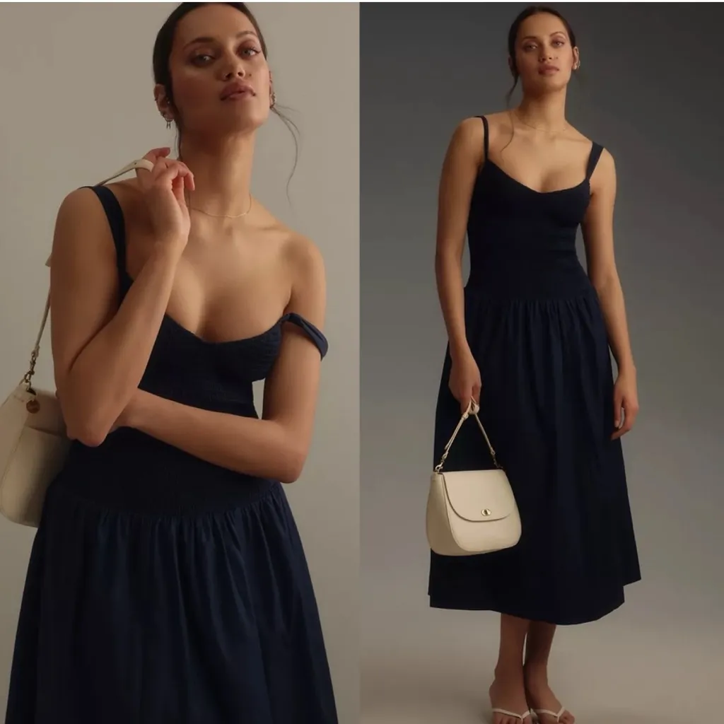 REFORMATION Black Sariah Dress Midi Size 4 - Image 2