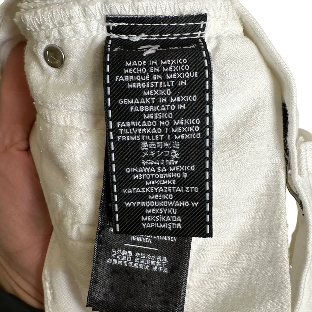 7 for All Mankind Josefina Boyfriend Jean Size 28 Broken Twill White New - Image 9