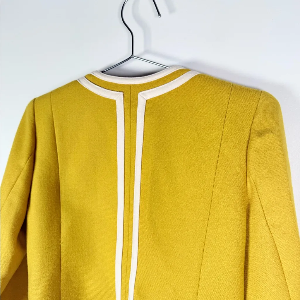 J.Crew Mustard Yellow Wool Trimmed Button Jacket - Image 4