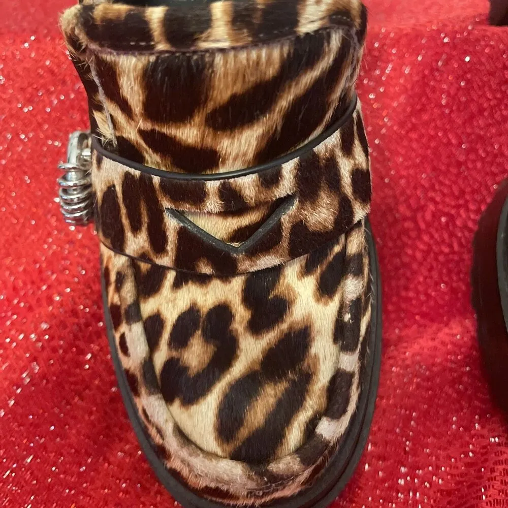 Gianni Bini Calf Hair Leopard Print Fat Square Heels 8.5 VNC - Image 6