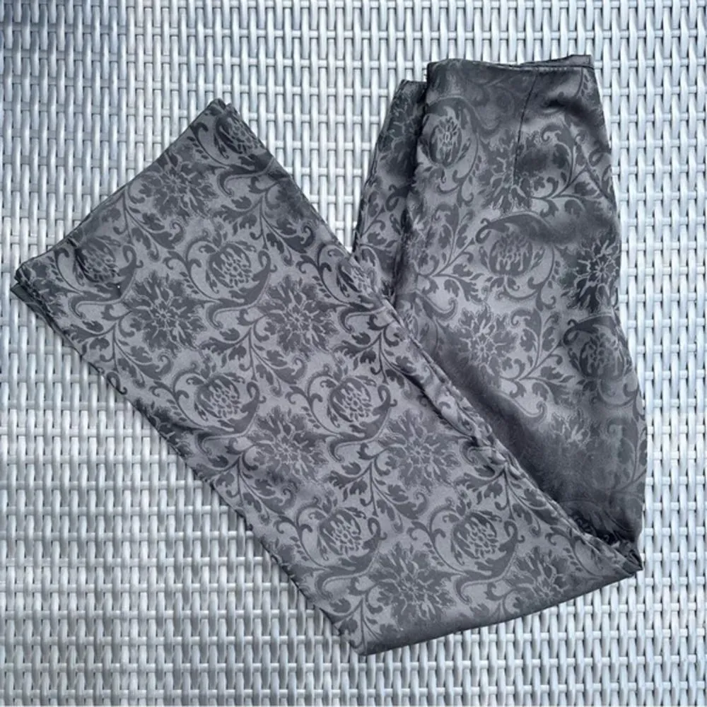 Vintage New York & Co black dress pants size 6 brocade shiny y2k flare cocktail - Image 6