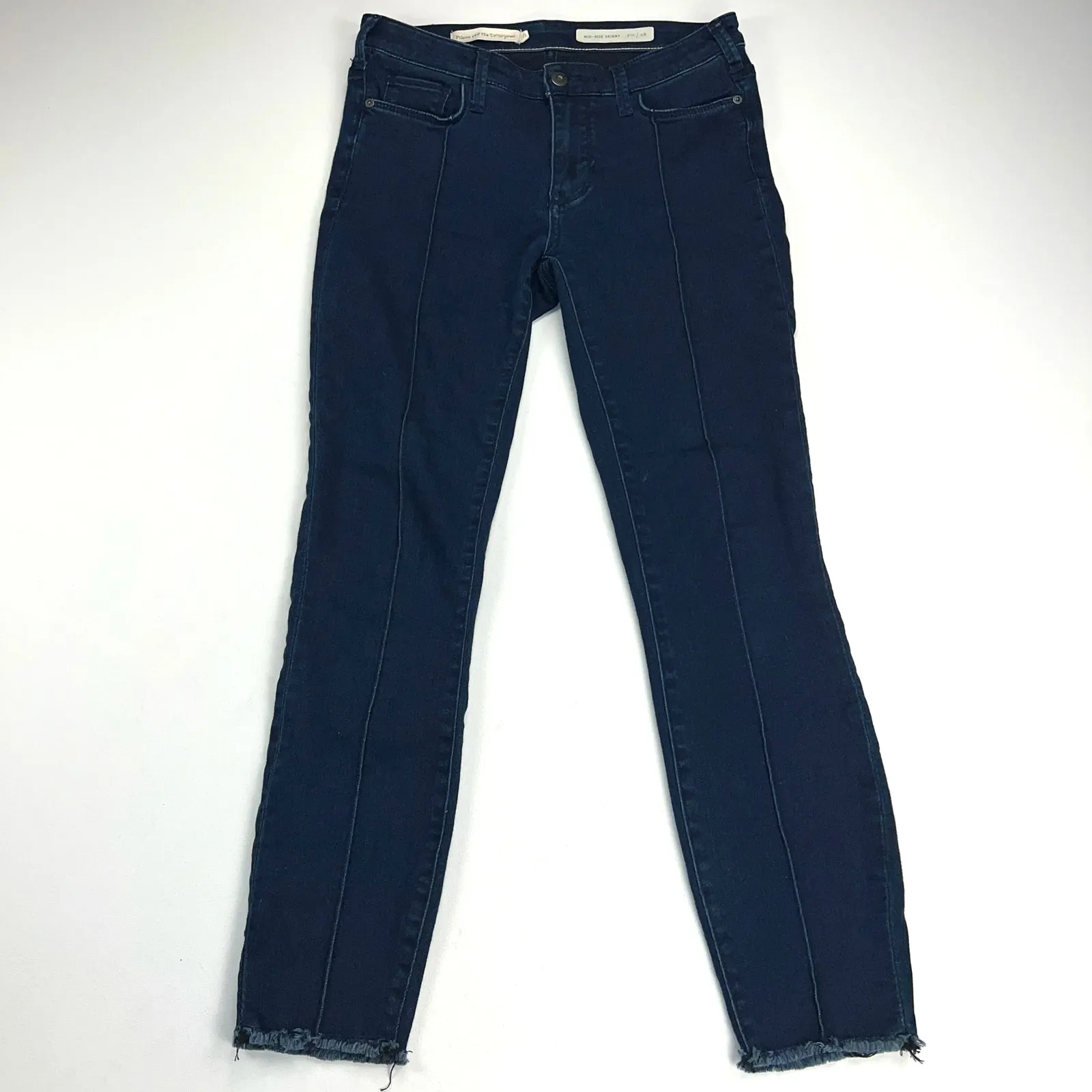 Pilcro and the Letterpress Mid Rise Skinny Dark Wash Seam Leg Jeans Size 28 - Image 3