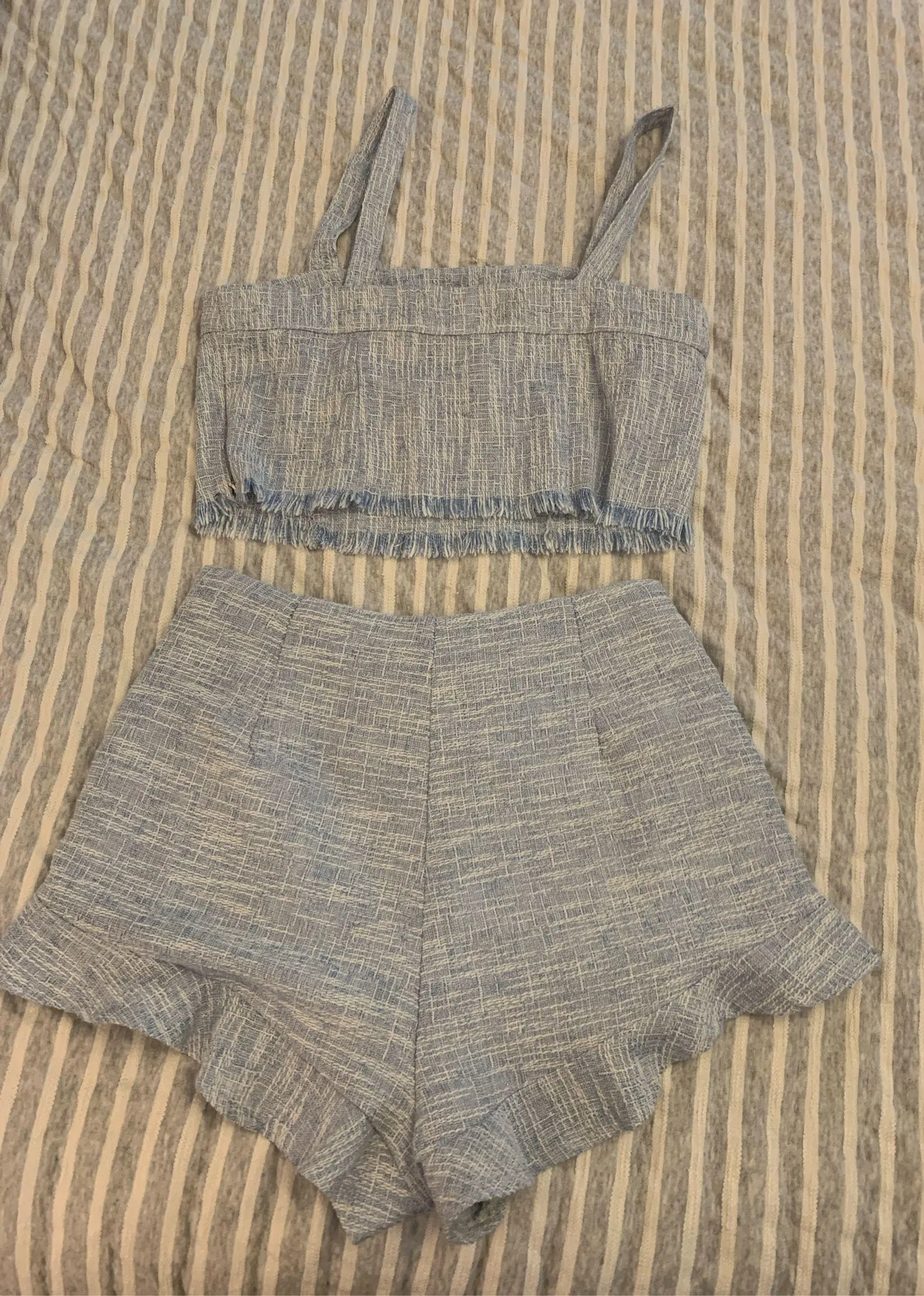 Powder Blue Boucle Tweed Shorts Set by Willow - Image 4