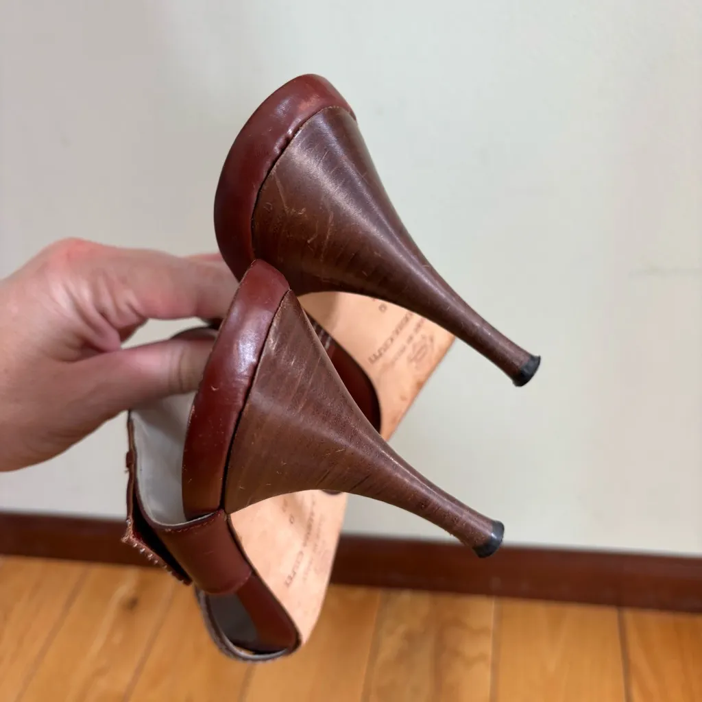 Claudia Ciuti Women's Brown Sandals‎ Heels 9M Made in Italy Leather Size 9 - Image 7