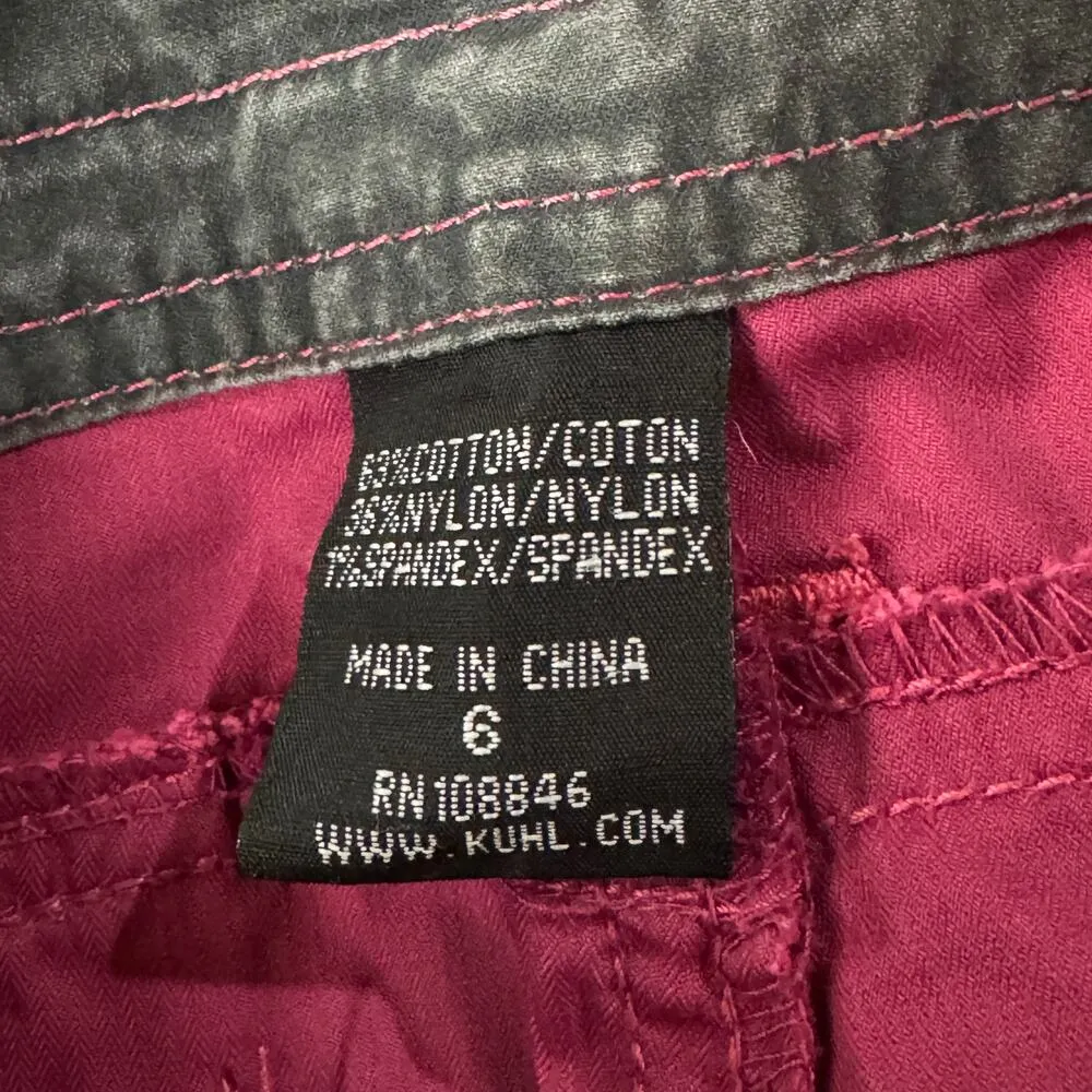 Kuhl SZ 6 Capris Skimmers Floral Pockets Low-Rise Zip-Fly Lightweight Burgundy - Image 7