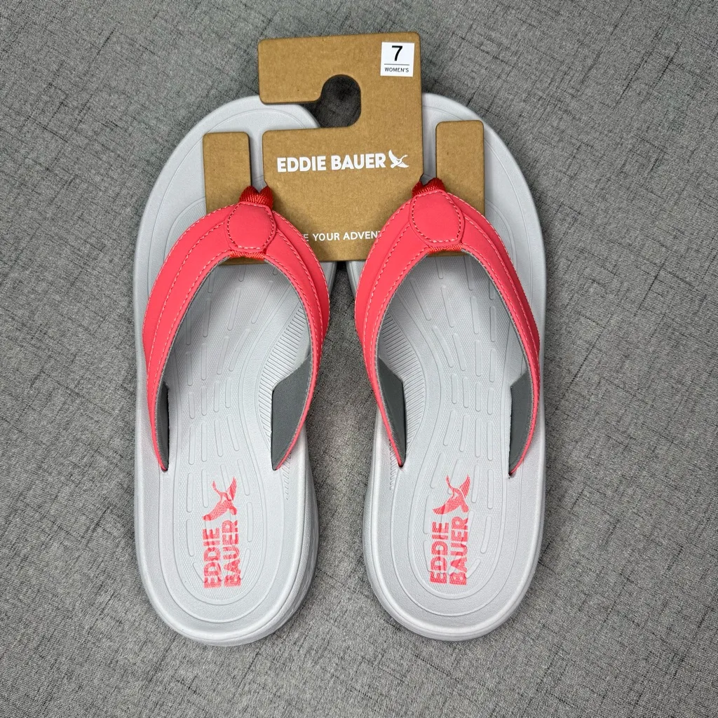 Eddie Bauer Break Point Flip Flops Coral Sandals Summer Comfy Walking Size 7 NWT - Image 5