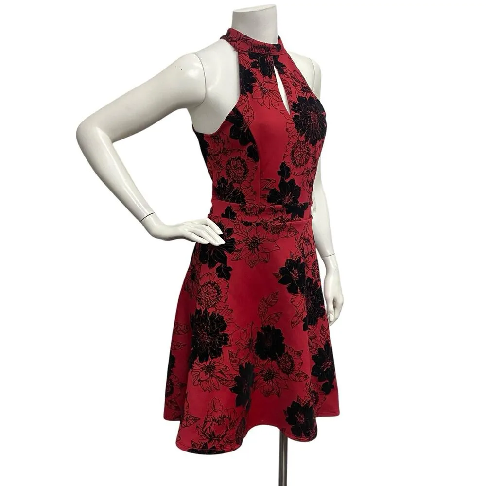 Red Black Med Dress Unlined Sleeveless Fit Flare Prom Hoco Wedding Party Dracula - Image 6