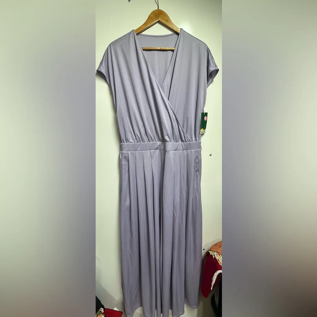 NEW Halara V Neck Short Sleeve Side Pocket Wide Leg Flowy Waffle Casual Jumpsuit - Image 6