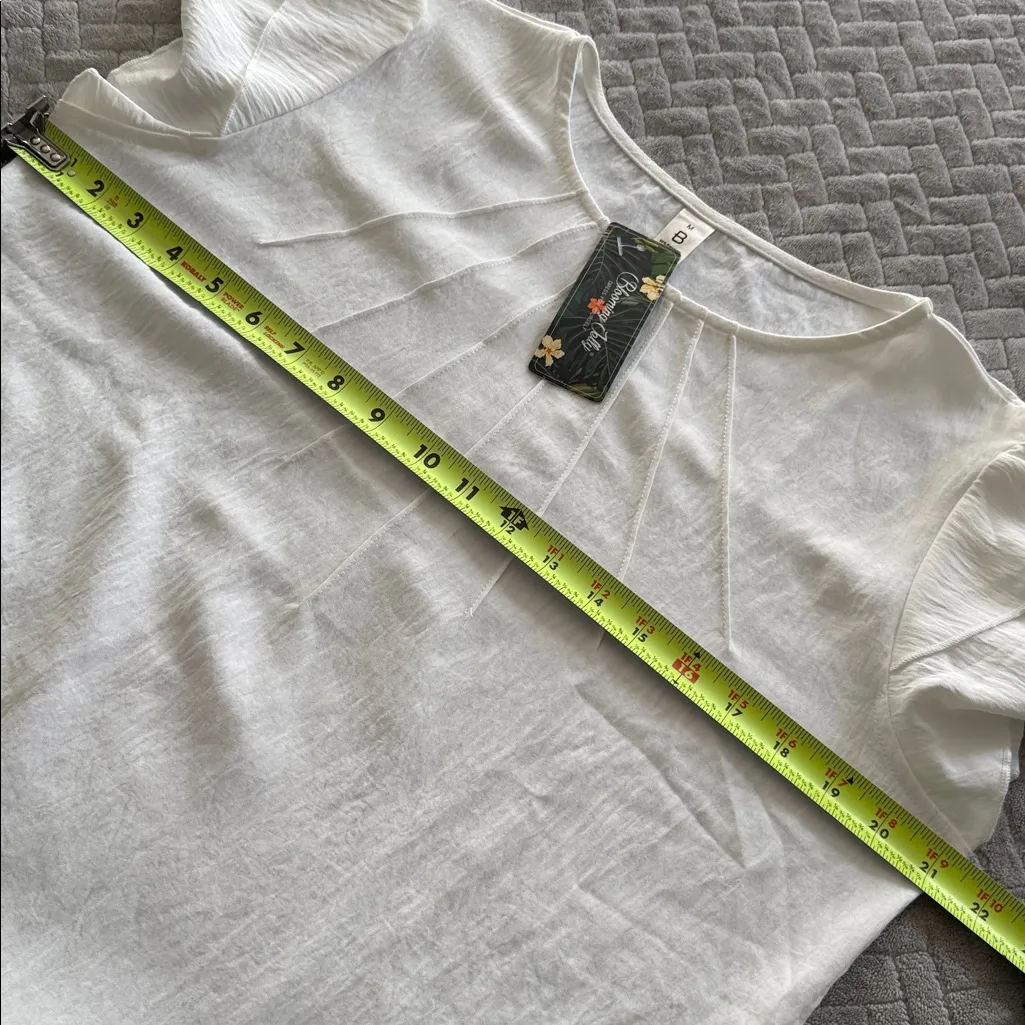 Dressy Casual Tops Business Work Blouses Summer Shirts Short Sleeve Crew Ivory M - Image 6