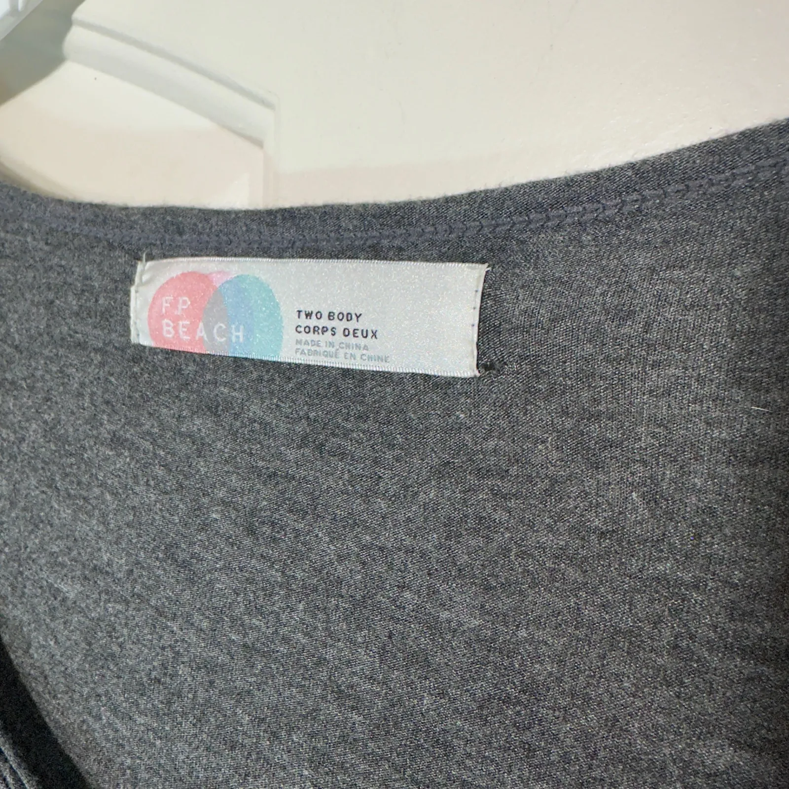 Free People Beach Two Body Corps Deux Tunic Top Dolman Sleeve Charcoal Gray - Image 2