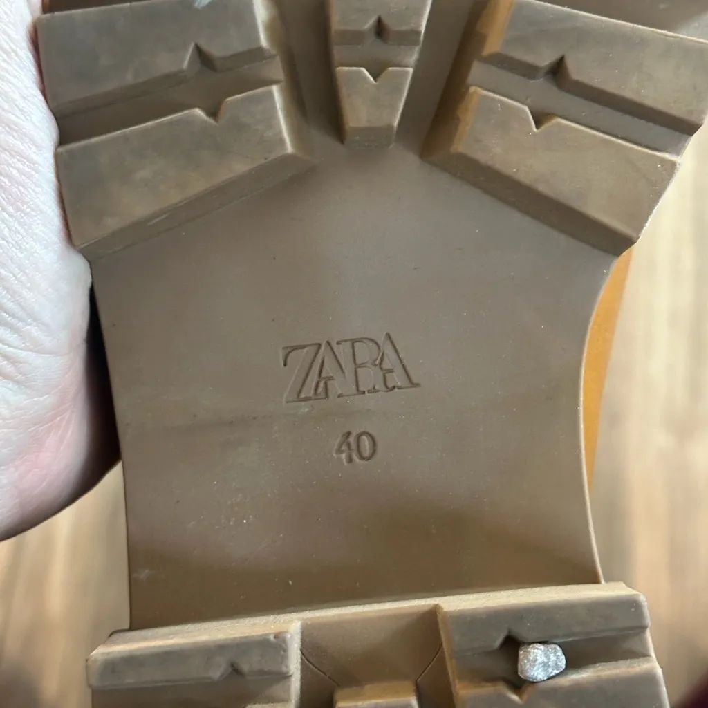 Zara Tan Leather Heeled Boots NWOT - Image 3