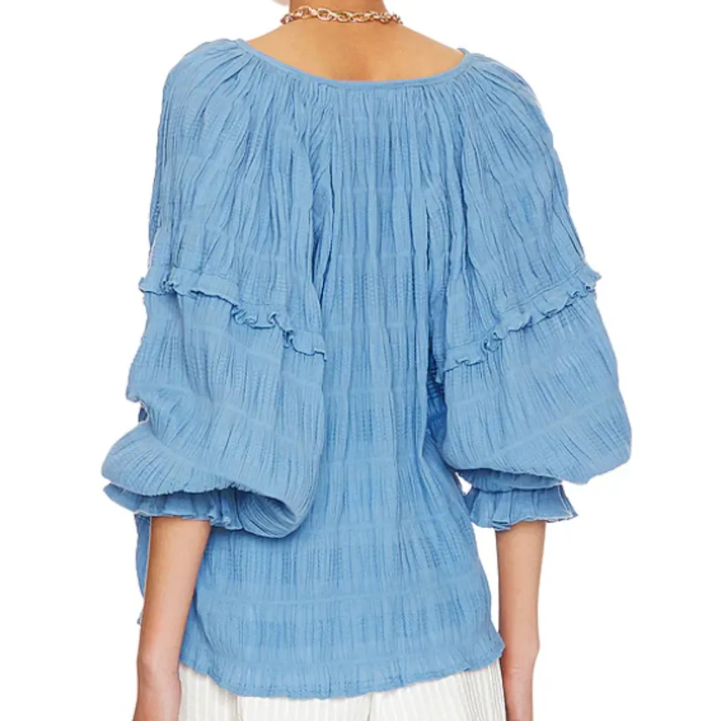 Cleobella Azariah Blouse Tiered Ruffle Long Sleeve Top Gauzy Cotton Boho Size XL - Image 3