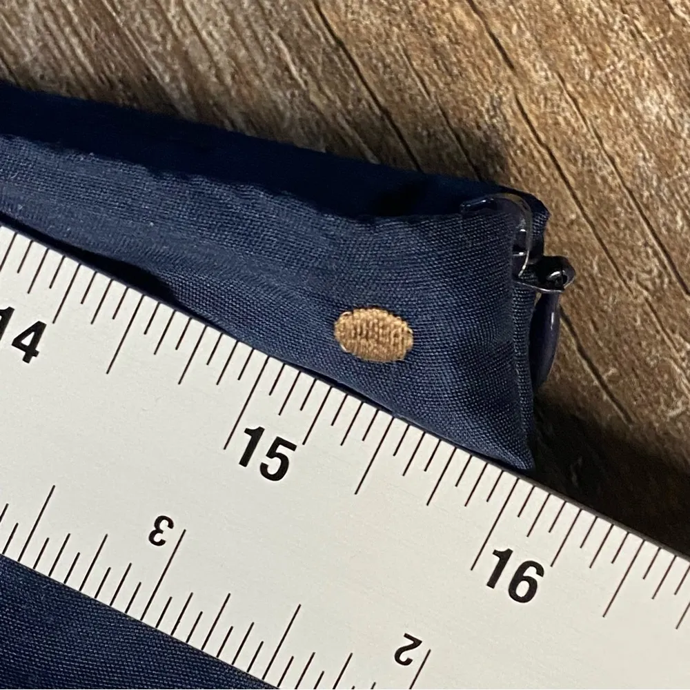 Talbots Pants Women 12 Petite Navy Blue Polka Dot Embroidered 100% Silk Zip 21” - Image 7