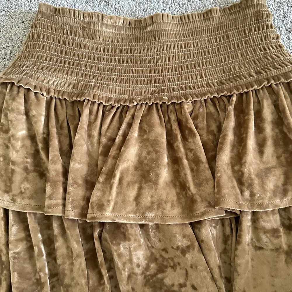 Aerie Light Brown Velour Smocked Waist Skirt - Image 2
